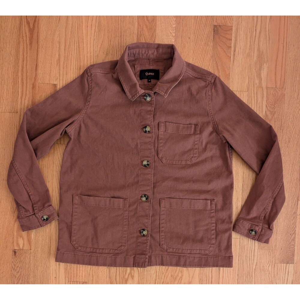 Quince Organic Comfort Stretch Chore Jacket Rust Outerwear Womens Medium Button